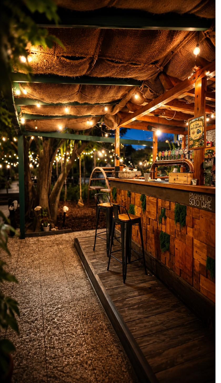 Il bancone bar con le otto vie alla spina
