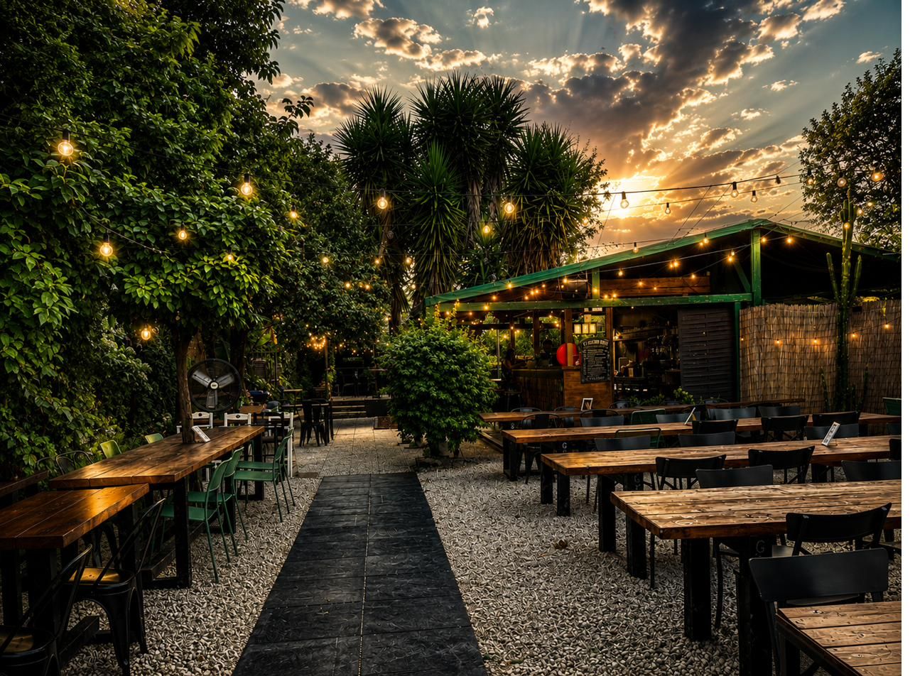 Il Giardino completo al tramonto